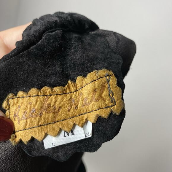 Ricky Nell Women's Medium Patchwork Suede Leather Mini Skirt Black Boho Western - Picture 4 of 5